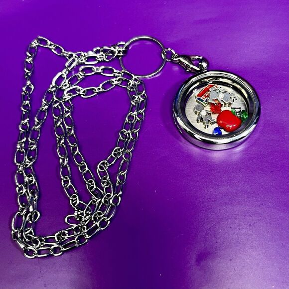 TEACHER APPRECIATION Living Locket Necklace Silver Chain 7 Pieces and 1 Disk - Picture 2 of 7